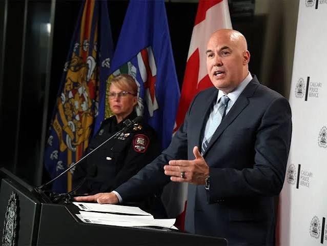 Acting Calgary police Staff Sgt. Scott Guterson with the missing persons team updates media on the search for missing child Parker on Monday, July 27, 2026.